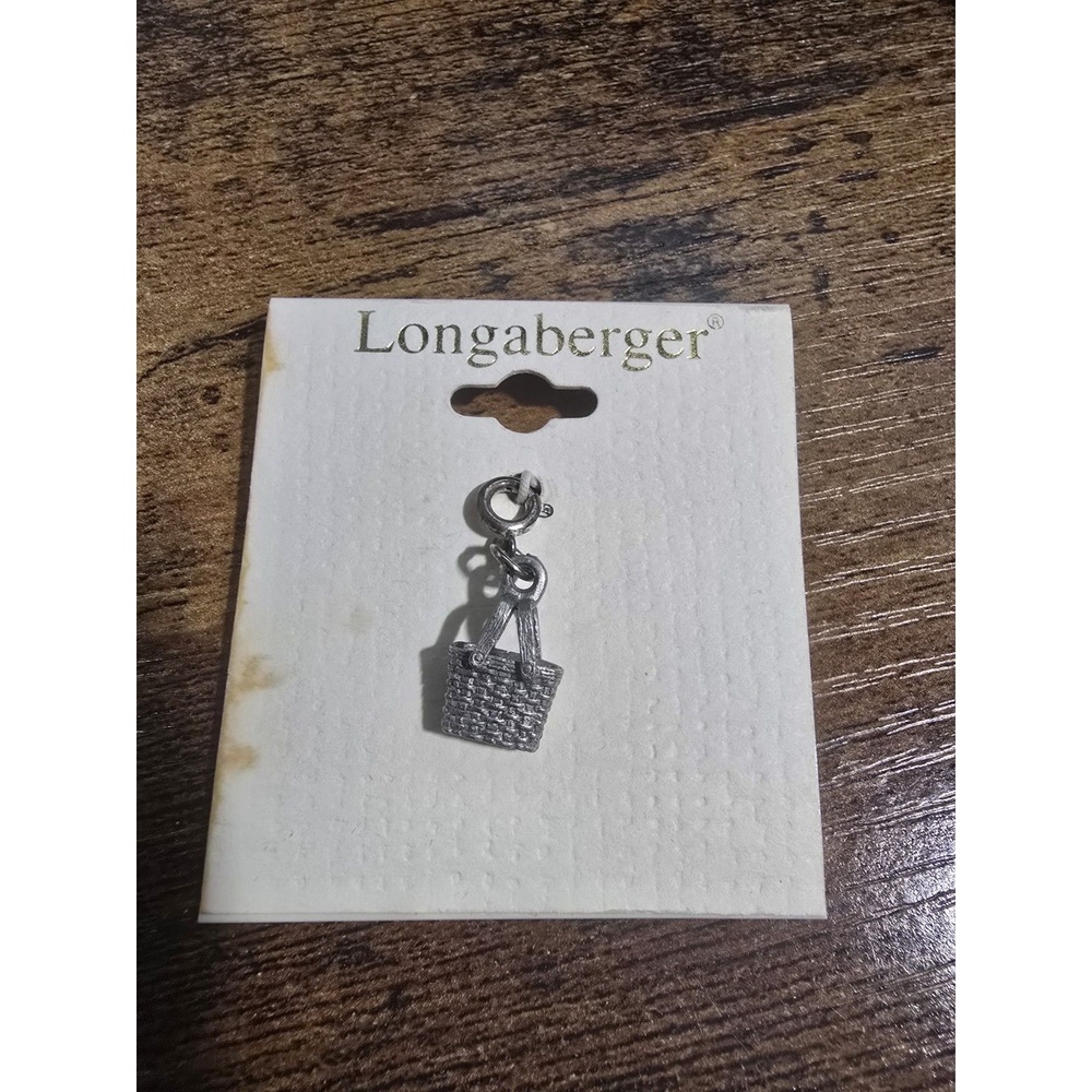 Longaberger Basket Large Market Basket Charm Antiqued Silver Tone NEW